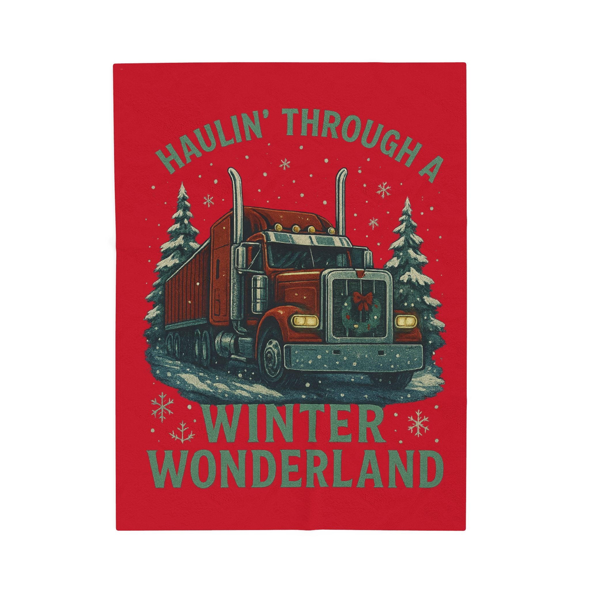 Haulin' Through a Winter Wonderland Velveteen Plush Blanket