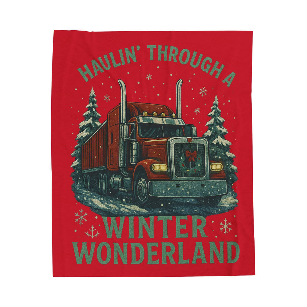 Haulin' Through a Winter Wonderland Velveteen Plush Blanket