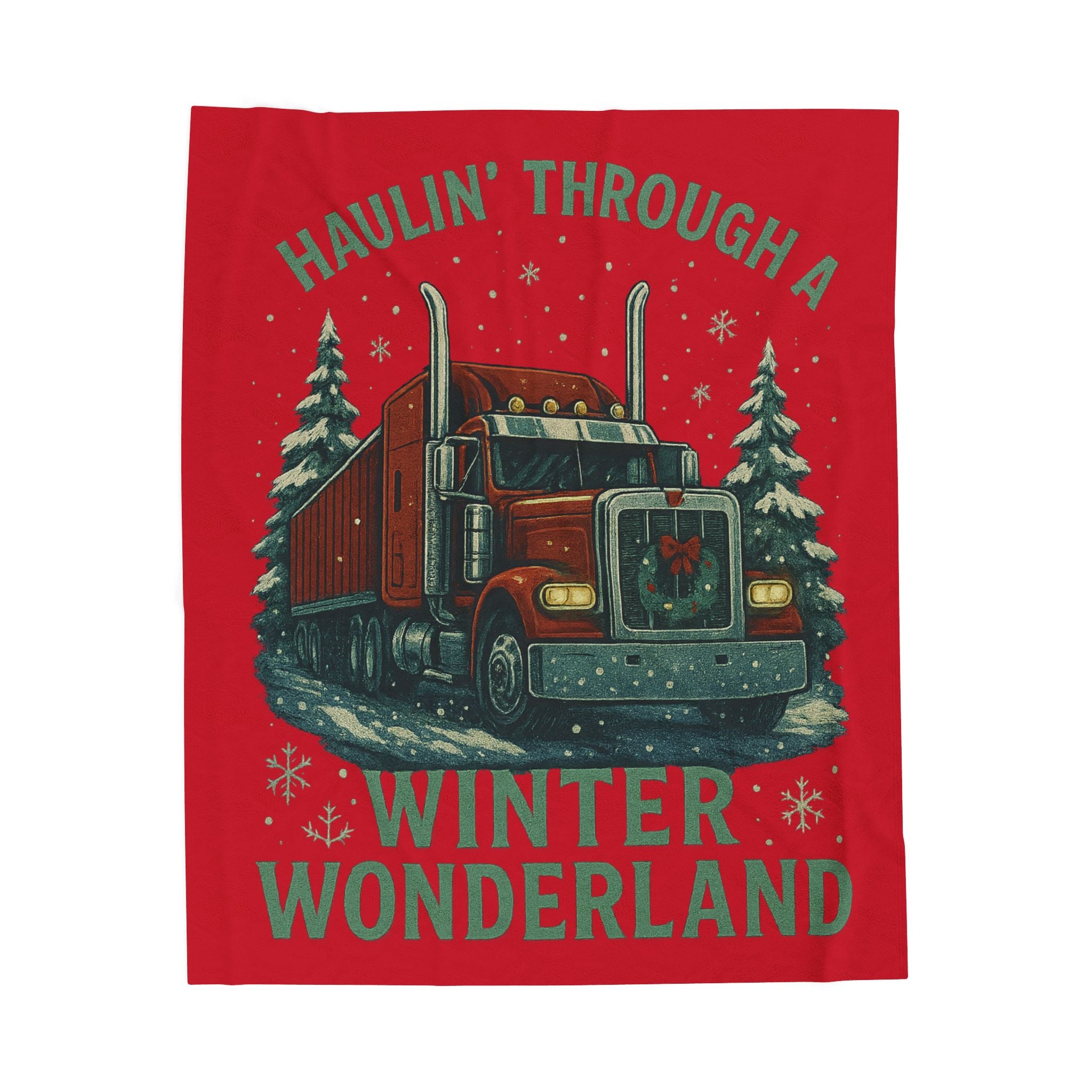 Haulin' Through a Winter Wonderland Velveteen Plush Blanket