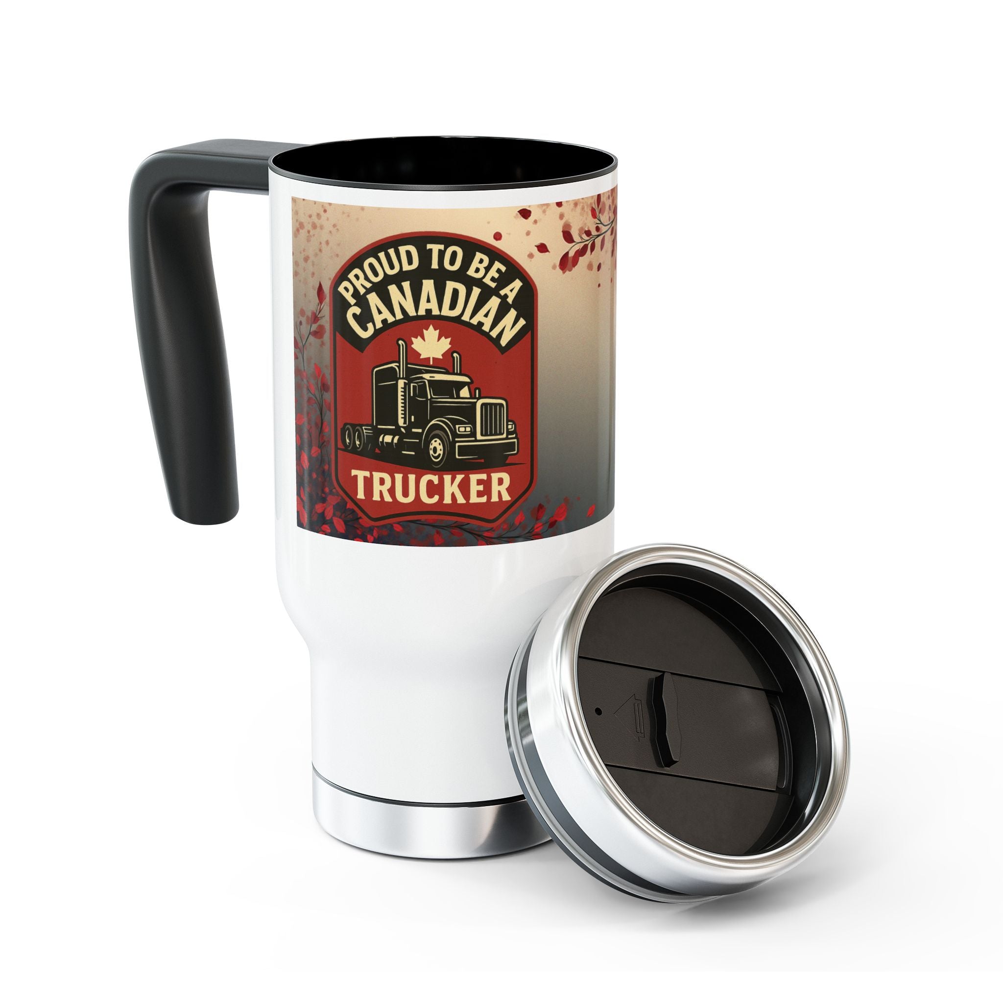 Travel Mug - Proud to be a Canadian Trucker - Stainless Steel, 14oz