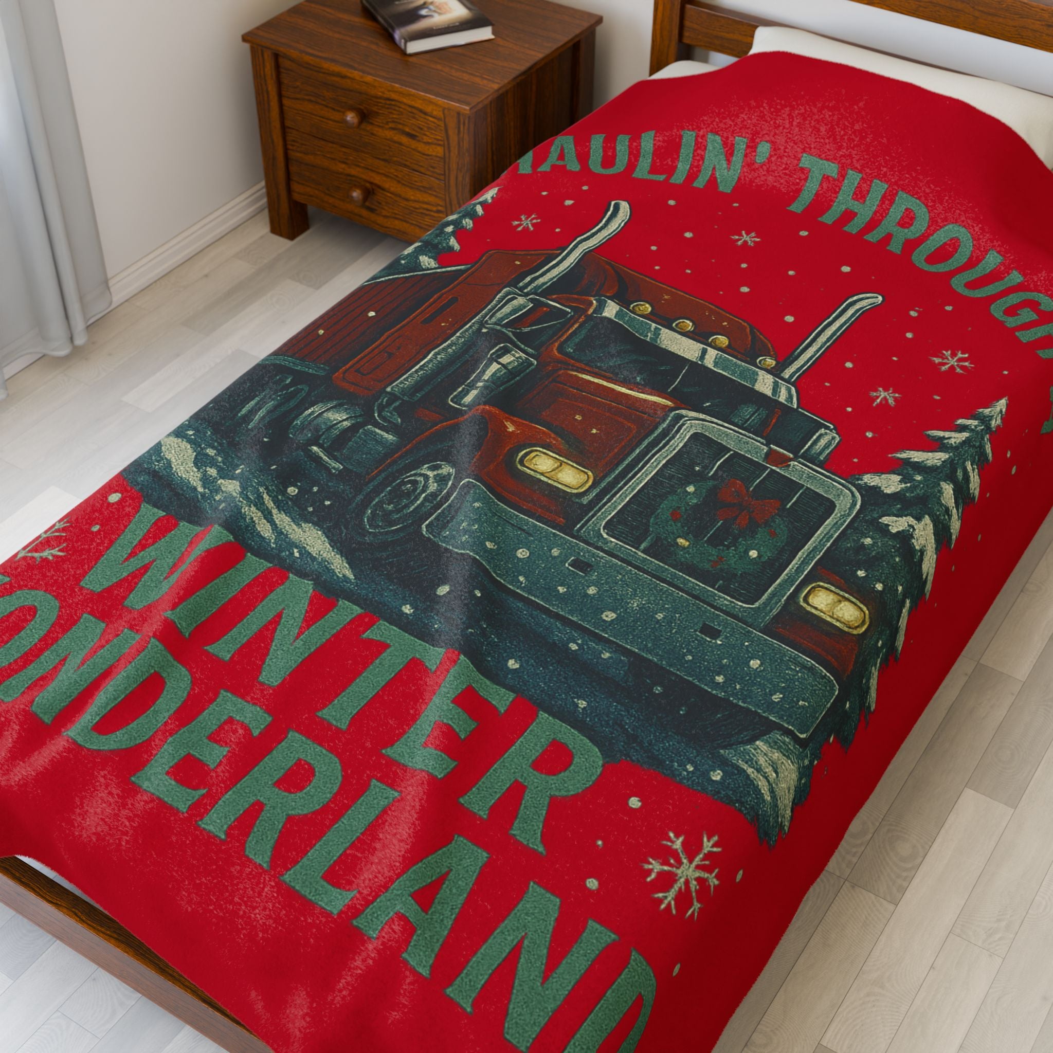 Haulin' Through a Winter Wonderland Velveteen Plush Blanket