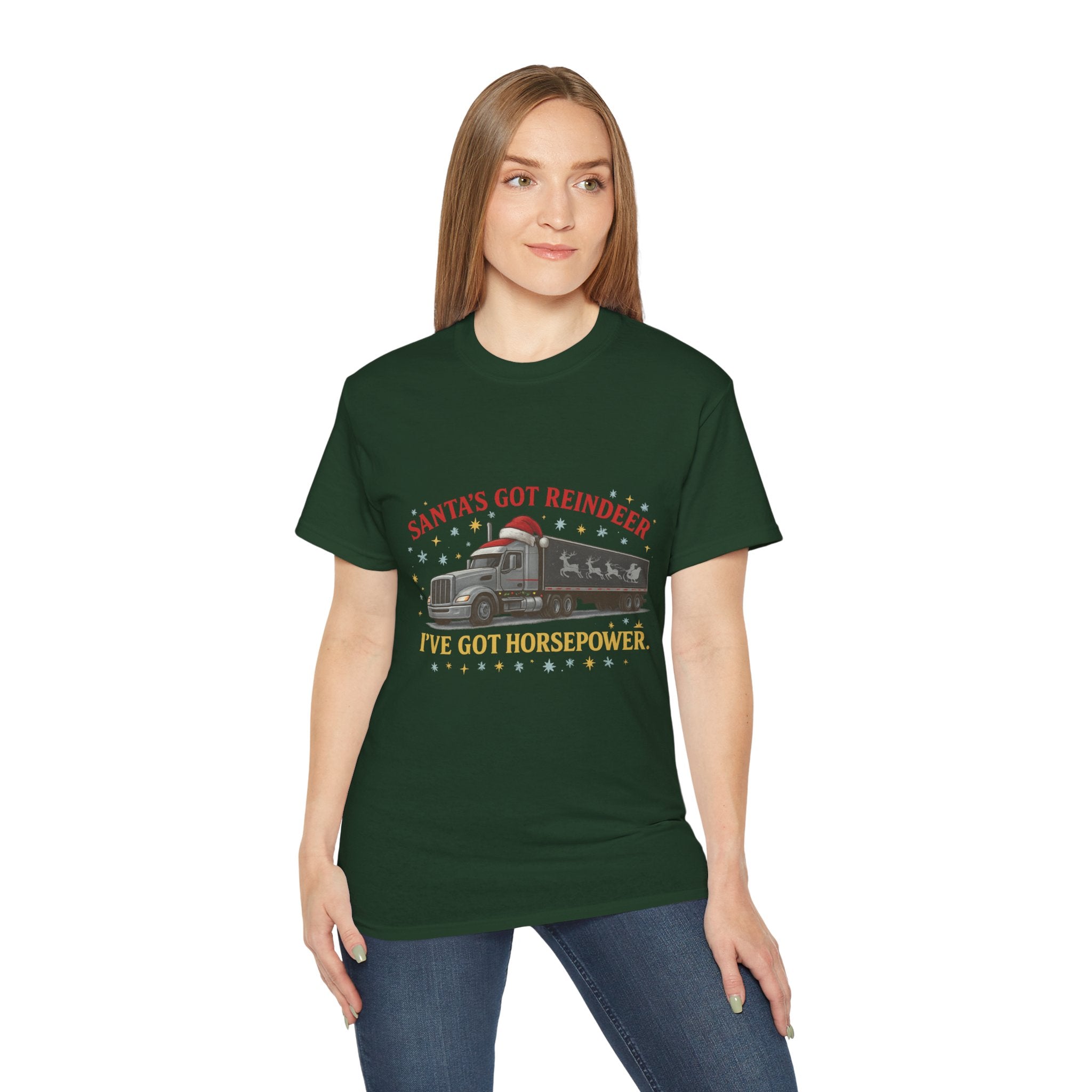 Santa's Got Reindeer I've Got Horsepower Unisex Tee