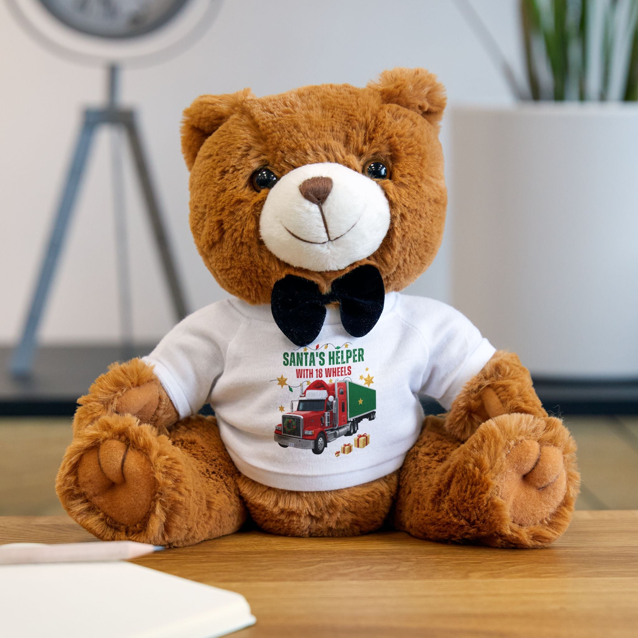 Christmas Teddy Bear with 'Santa's Helper' Truck T-Shirt