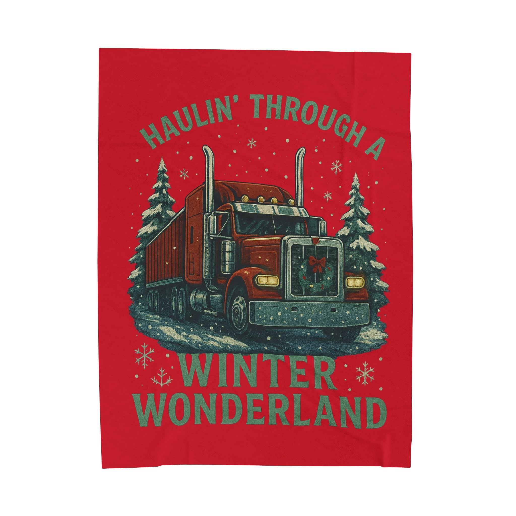 Haulin' Through a Winter Wonderland Velveteen Plush Blanket
