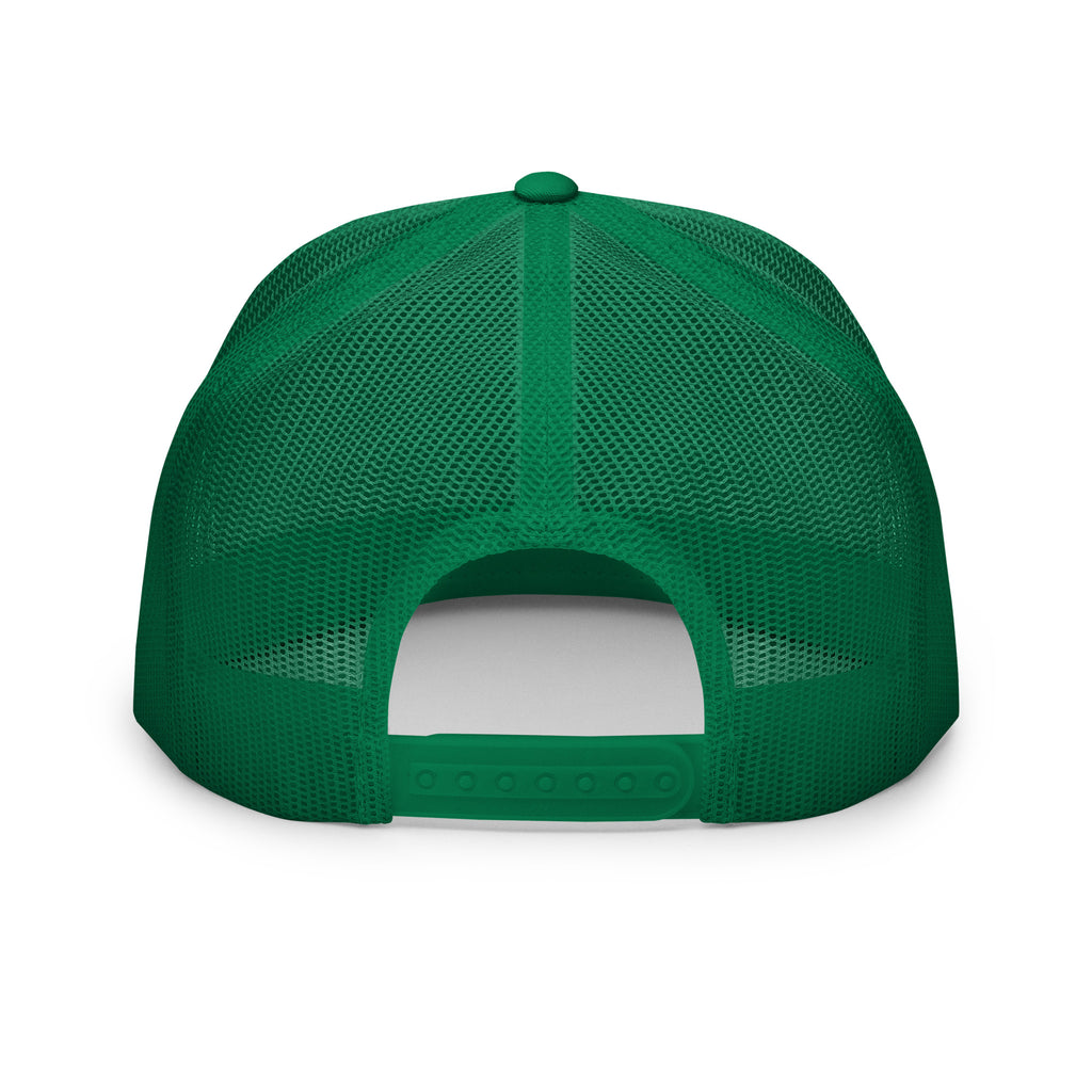 Trucker's Pride Pride in Every Mile Holiday Classic Trucker Cap - Red & Green in kelly green and white, back view
