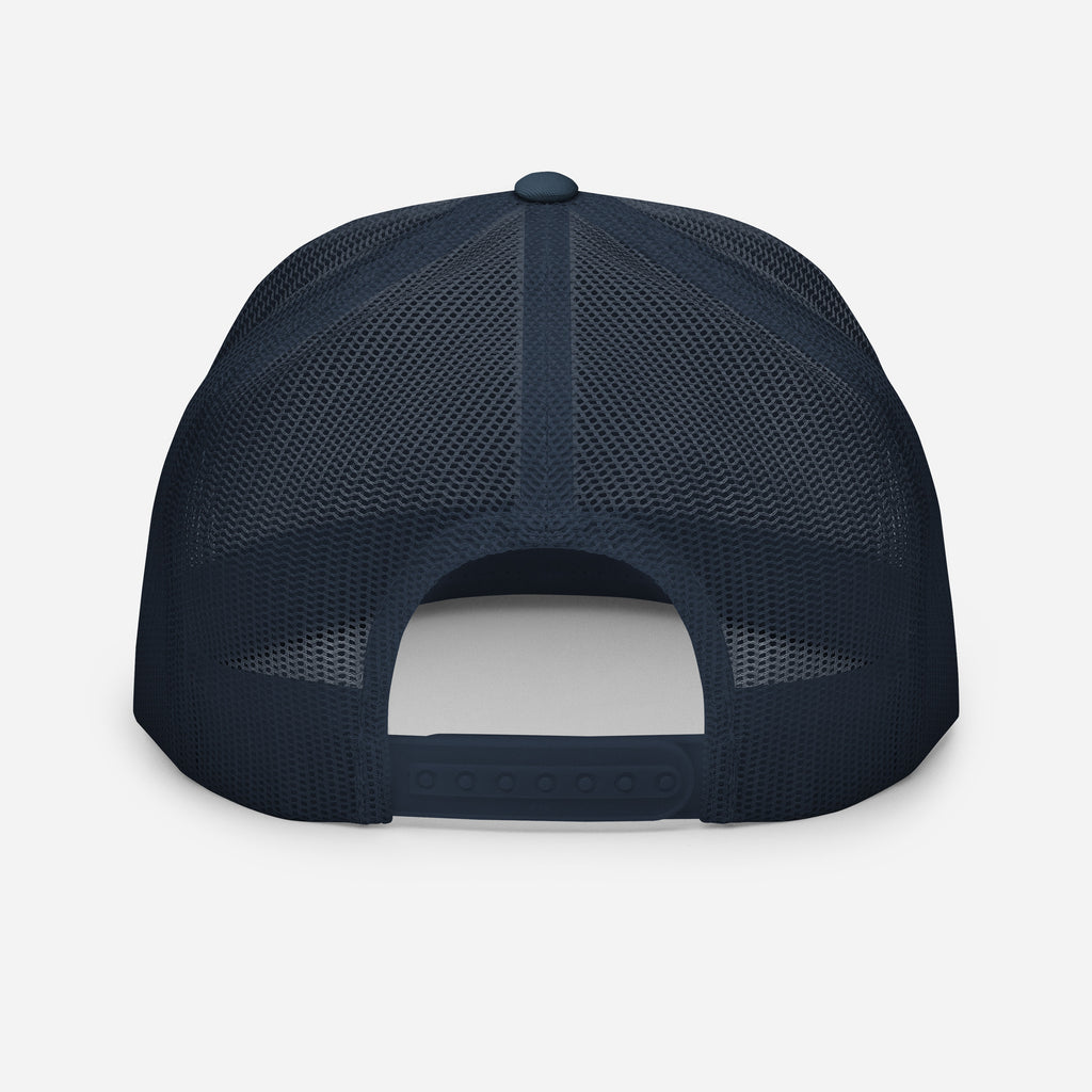 Trucker's Pride If You Bought It, We Brought It Classic Trucker Cap in navy and white, back view