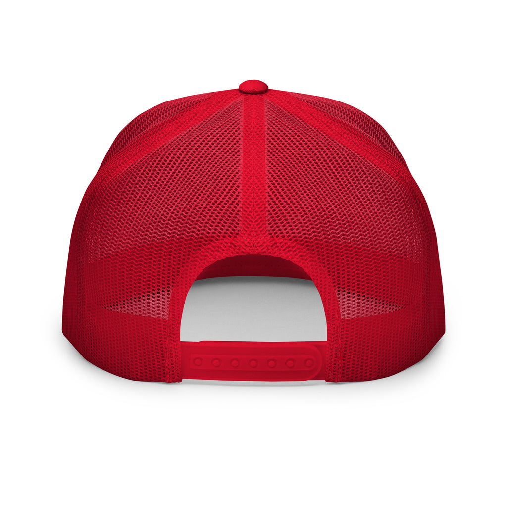 Trucker's Pride Pride in Every Mile Holiday Classic Trucker Cap - Red & Green in red and white, back view