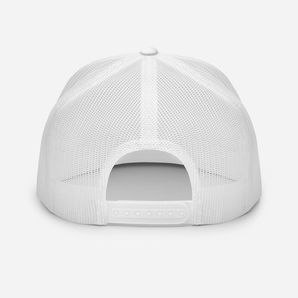 Trucker's Pride We Don't Stop When We’re Tired Classic Trucker Cap in white, back view