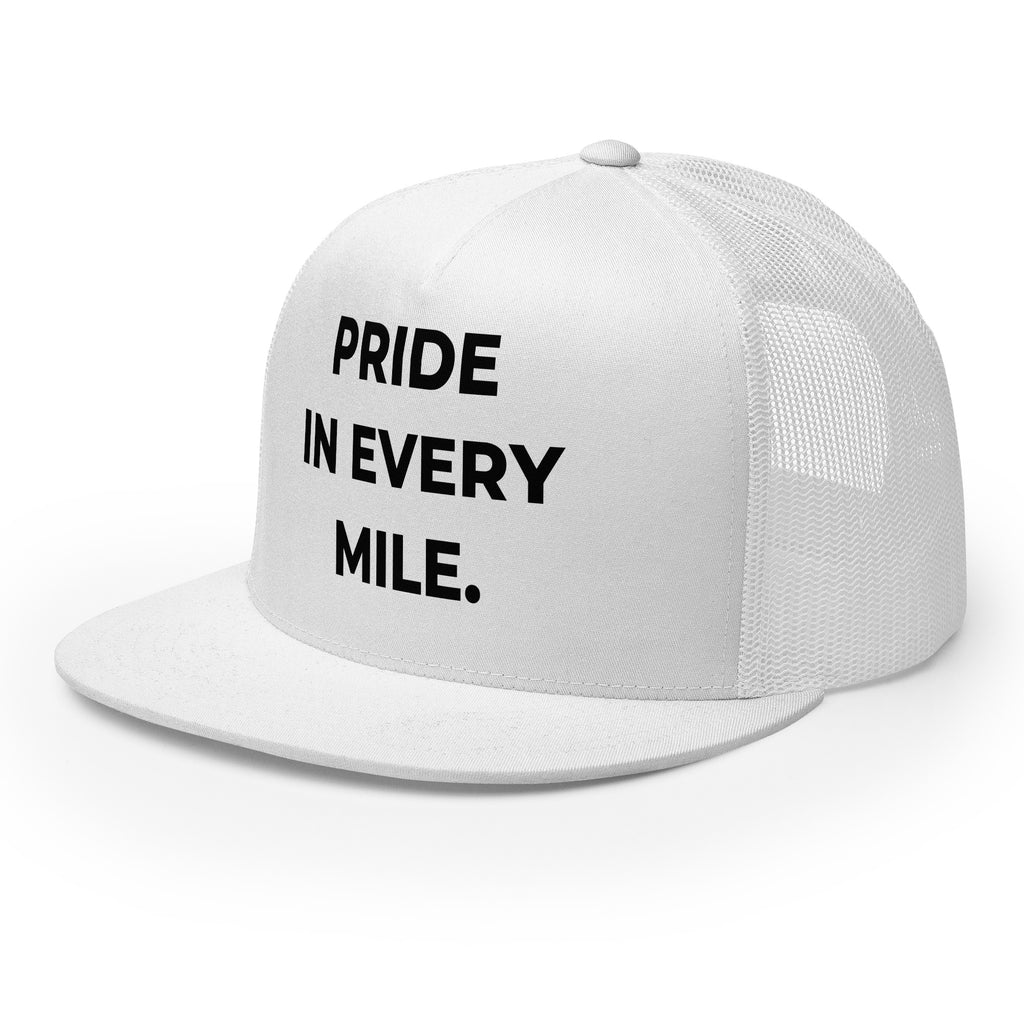 Trucker's Pride Pride in Every Mile Classic Trucker Cap in white, front view