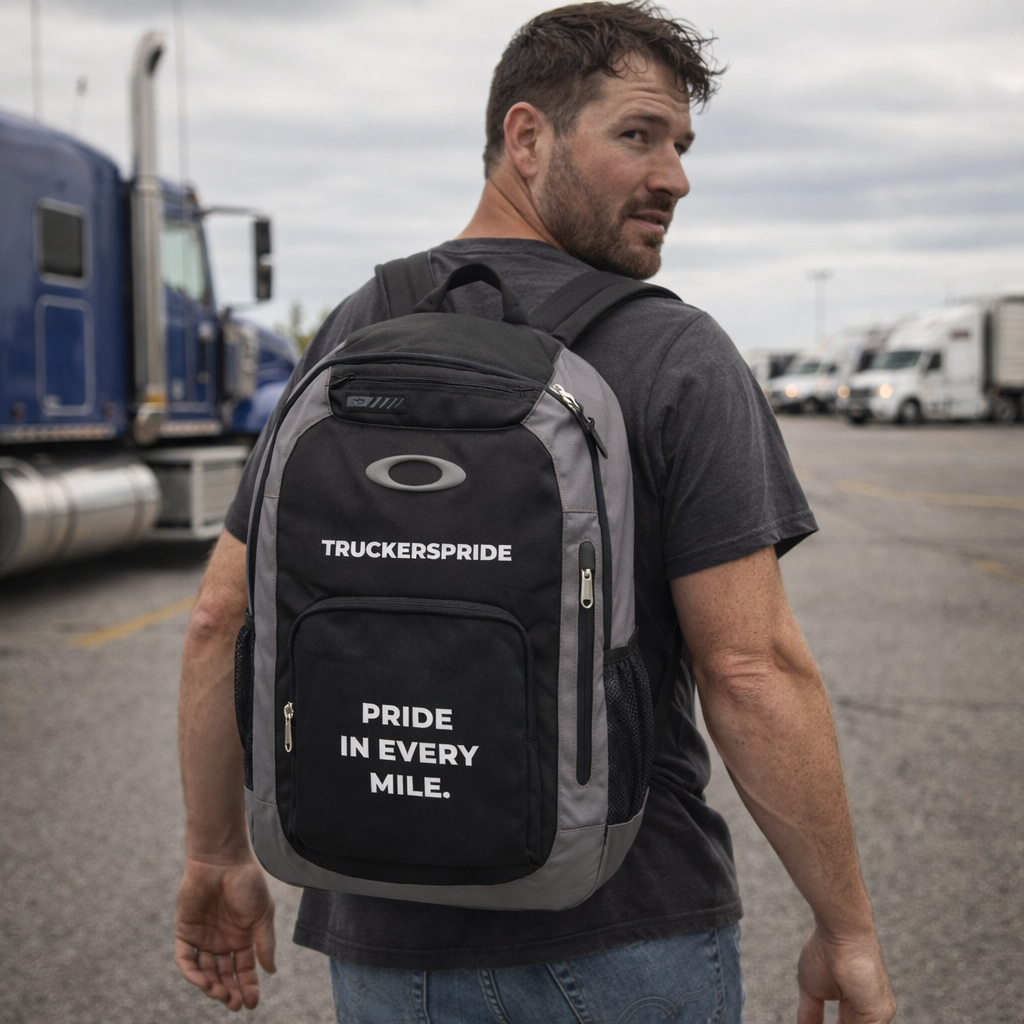 Trucker's Pride Pride in Every Mile Rugged 22L Trucker Backpack, black, with driver