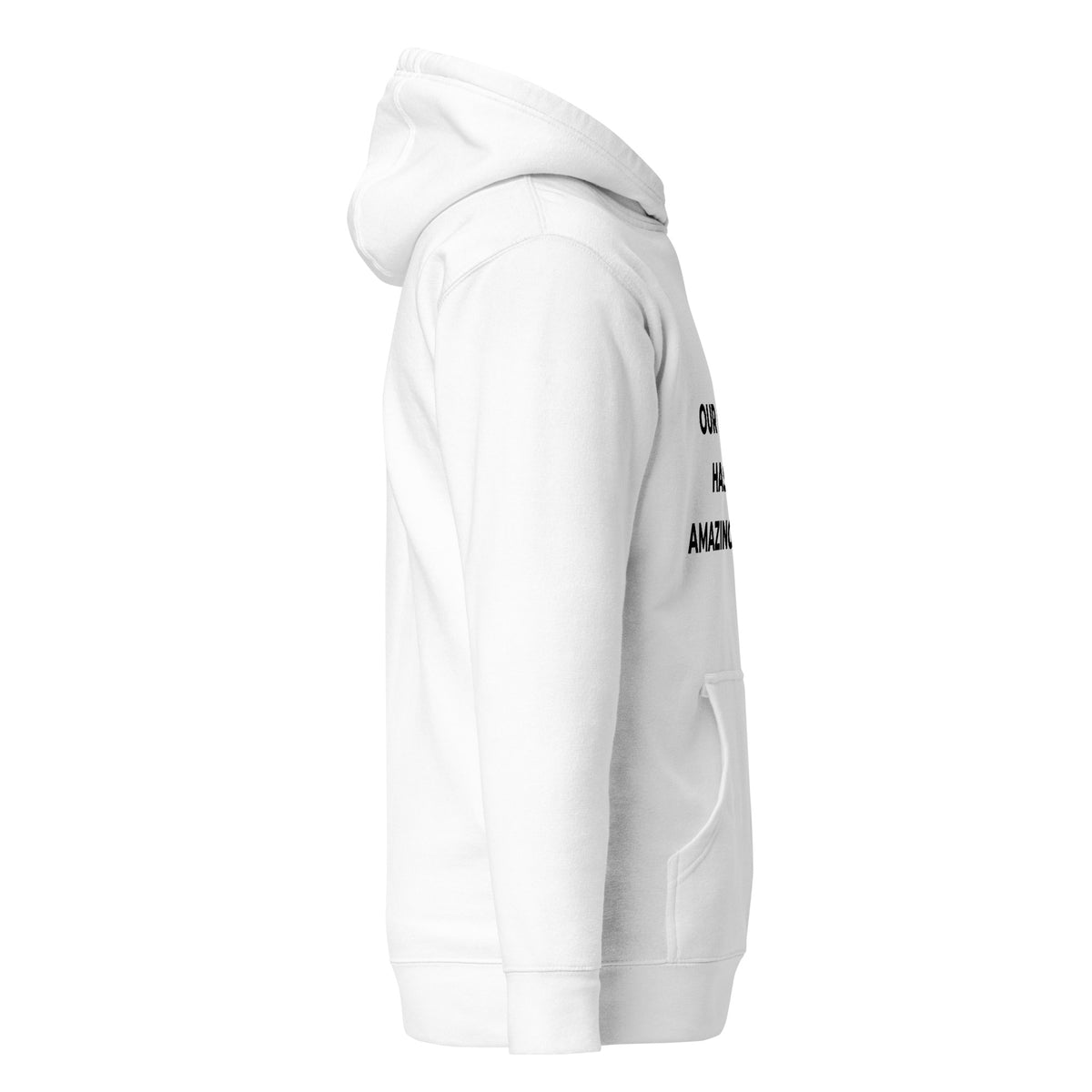 Trucker's Pride Our Office Has an Amazing View Premium Pullover Trucker Hoodie in white, side view