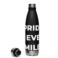 Trucker's Pride Pride in Every Mile Stainless Steel Trucker Water Bottle in black, front view