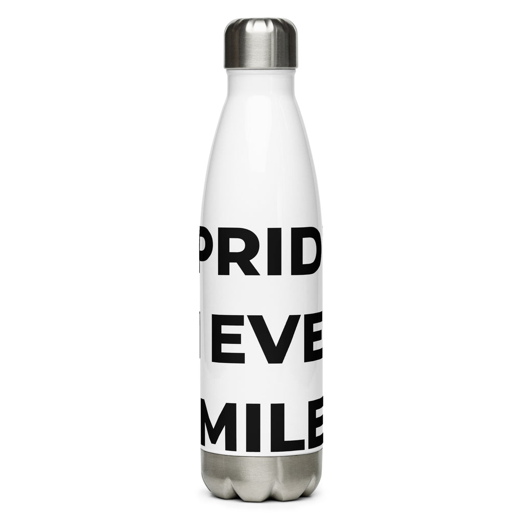Trucker's Pride Pride in Every Mile Stainless Steel Trucker Water Bottle in white, front view