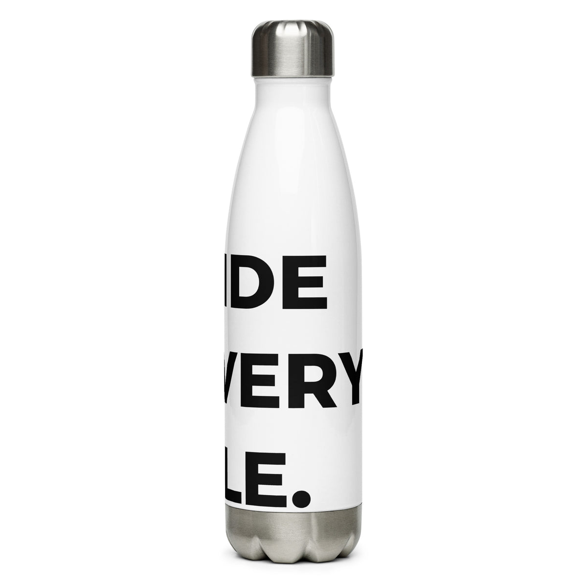 Trucker's Pride Pride in Every Mile Stainless Steel Trucker Water Bottle in white, side view