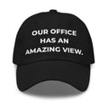 Trucker's Pride Our Office Has An Amazing View Everyday Trucker Cap in black, front view