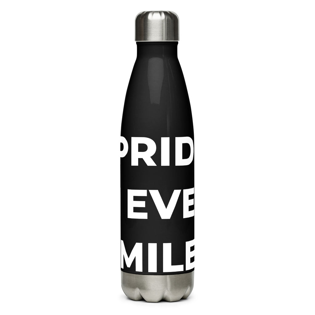 Trucker's Pride Pride in Every Mile Stainless Steel Trucker Water Bottle in black, front view