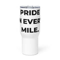 Trucker's Pride Pride in Every Mile Stainless Steel Trucker Travel Mug in white, front view