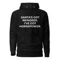 Trucker's Pride Santa's Got Reindeer, I've Got Horsepower Trucker Hoodie in black, front view
