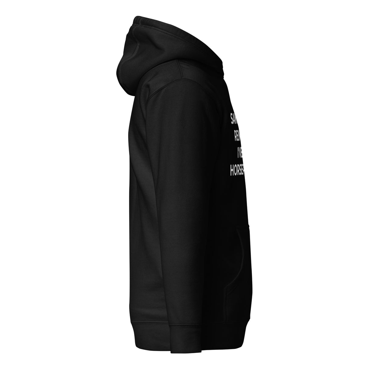 Trucker's Pride Santa's Got Reindeer, I've Got Horsepower Trucker Hoodie in black, right side view