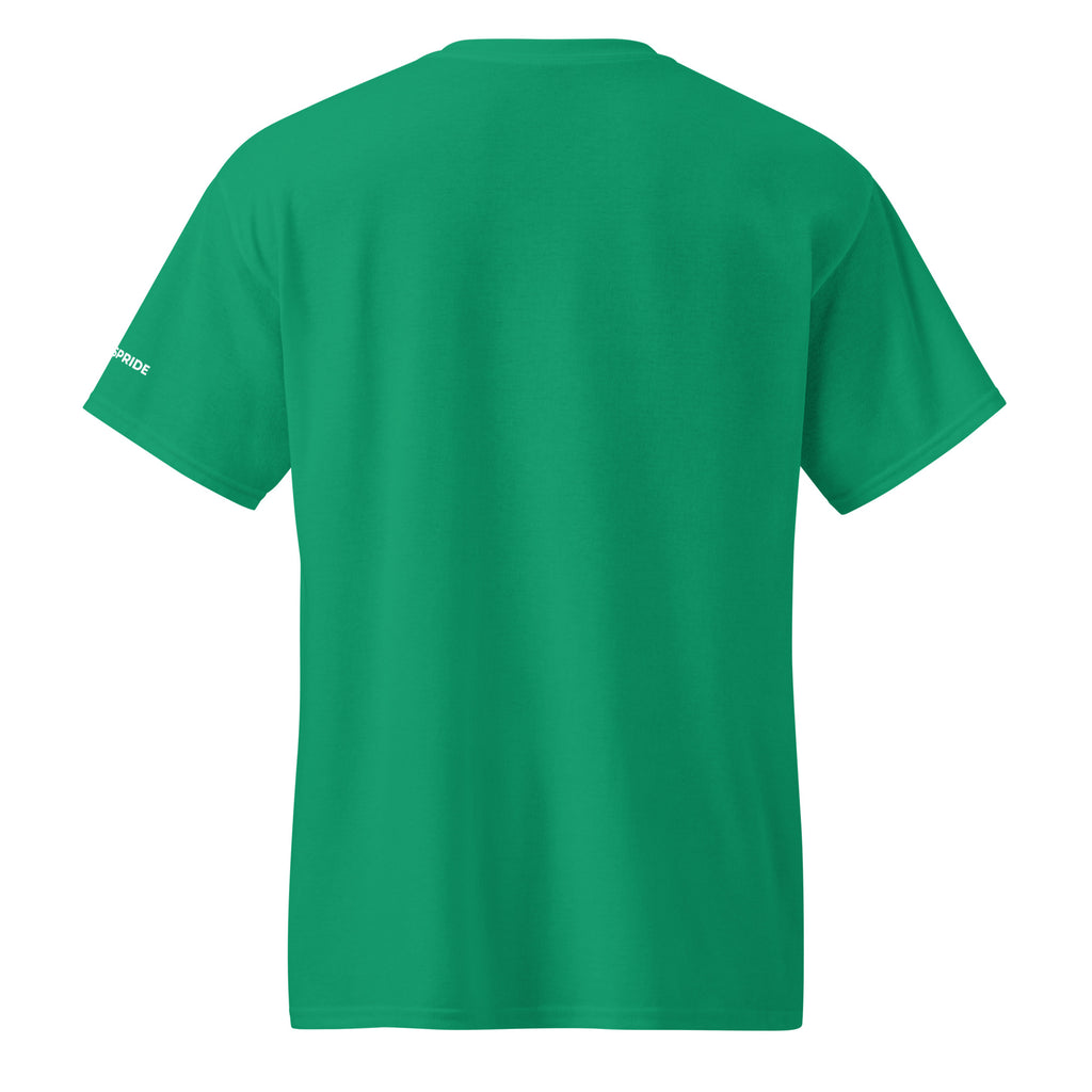 Trucker's Pride Pride in Every Mile Holiday Red & Green Trucker T-Shirt in kelly green, back view